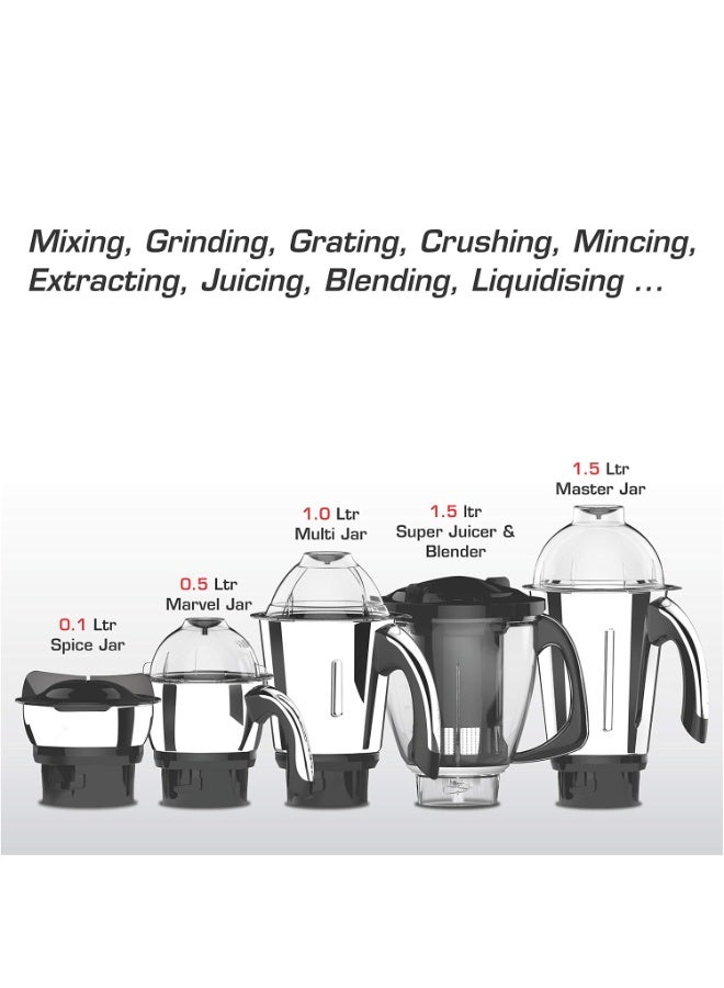 فيديم Vidiem ABS Mixer Grinder 518 A Vstar Premium 750Watt(Black) With 4 Leakproof Jars&1 Juicer Mixer Grinder|Self-Lock For Wet&Dry Spices,Chutneys&Curries|5 Years Warranty(750) - Image 2
